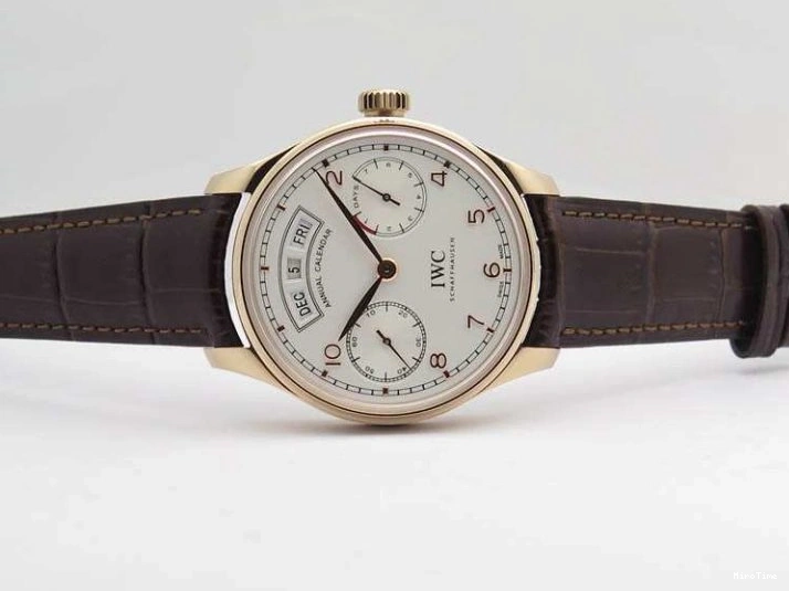 MIROTIME 0817 Portuguese Real PR Real Annual Calendar RG IW503504 YLF 1:1 Best Edition White Dial On Leather Strap A TimelessDesign 7242